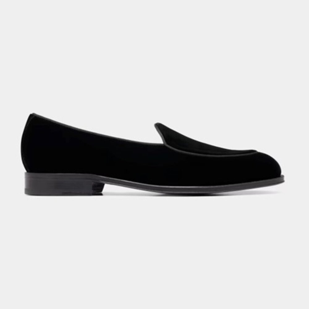 SuitSupply Black Tuxedo Slip-On Velvet Shoes